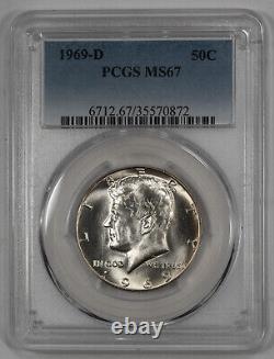 1969 D Kennedy Half Dollar 50c Pcgs Certified Ms 67 Mint State Unc (872)