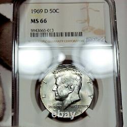 1969-D MS66 Kennedy Half Dollar 50c, NGC Graded, Colorful Reverse Tone