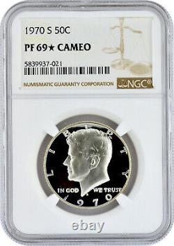 1970 S 50c Proof Kennedy Half Dollar NGC PF 69 Star Cameo