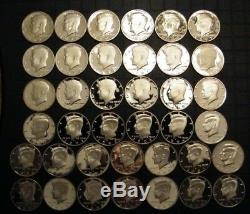 1971-S 2009-S PROOF Kennedy Half Dollar Clad Coins 38 Coins US Proof Sets