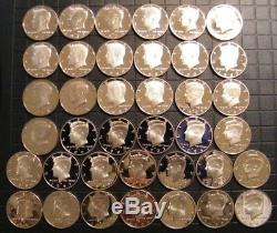 1971-S 2009-S PROOF Kennedy Half Dollar Clad Coins 38 Coins US Proof Sets