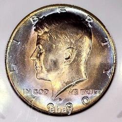 1980-D Kennedy Half Gem BU ++++ Album Rainbow Toned Scarce