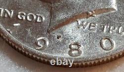 1980 P Kennedy Half Dollar Rare Error Filled in P Mint mark Circulated Ungrade