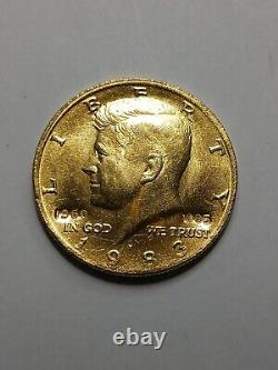 1983 D Kennedy Half Dollar three dates gold plated
