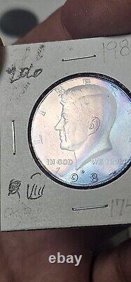 1984 D Kennedy Half Dollar 50c Usa? Coin Rainbow? Toning Color Wow