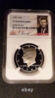 1986-s Kennedy Half Dollar Ngc Pf70 Ultra Cameo Exceptional Cameo Contrast