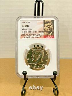 1991-P Kennedy Half Dollar NGC MS67PL Mint State 67 Proof Like Pop 13/0