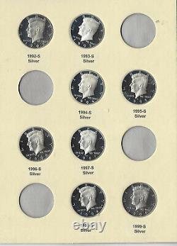 1992-1999 S Proof Silver Kennedy Cameo Half Dollar Collection 8 Piece Set