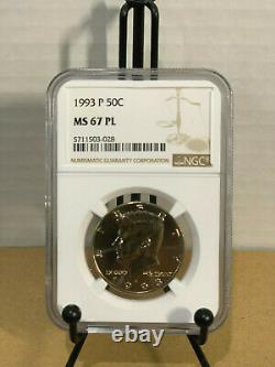 1993-P Kennedy Half Dollar NGC MS67PL Mint State 67 Proof Like Pop 7/0
