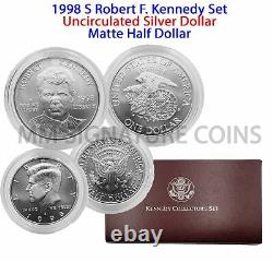 1998 S Uncirculated Robert F. Kennedy Silver Dollar Set Matte Kennedy Half Dolla
