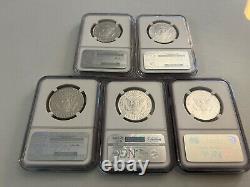 1999-2003-s 5 Coins Silver Kennedy Half Dollar Ngc Pf69 Uc. (portrait Label)