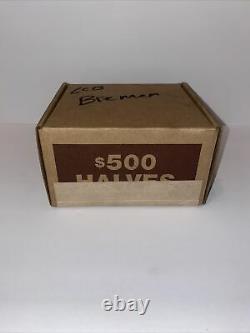 1 Box, 50 Bank Wrapped Rolls of Kennedy Half Dollars. Unsearched $500 Face Value