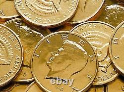 1 LB Gold Foil Wrapped Chocolate Kennedy Half Dollar Coins One Pound Fresh Candy