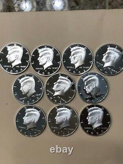 2000-2009 S Silver Kennedy Half Dollar Cameo Gem Proof Set (10) High Grade Coins