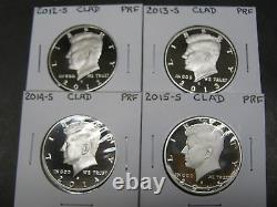 2012 S 2013 S 2014 S 2015 S CLAD PROOF KENNEDY HALF DOLLARS (4 Coins)