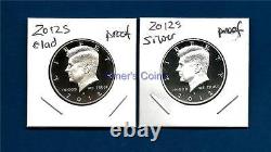 2012 S Clad and Silver Proof Kennedy Half Dollar Set 2 Coins