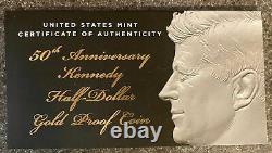 2014 Kennedy 50th Anniversary Gold Half Dollar Proof Coin. 75 oz Gold