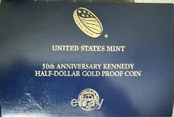 2014-W 50th ANNIVERSARY GOLD KENNEDY HALF DOLLAR 3/4 OZ. 9999 PURE Free Shipping