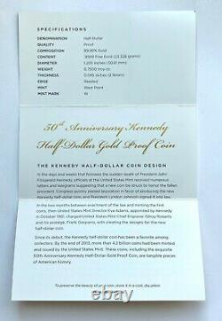 2014-W, 50th Anniversary Kennedy Gold Half Dollar! Full Set