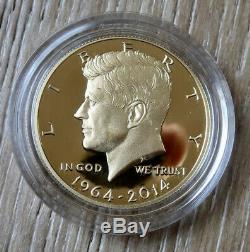2014-W 50th Anniversary Kennedy Half Dollar Gold Proof. 9999