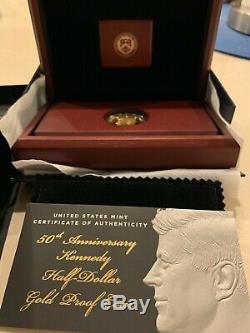 2014 W 50th Anniversary Kennedy Half Dollar Gold Proof Coin in US Mint Box & COA