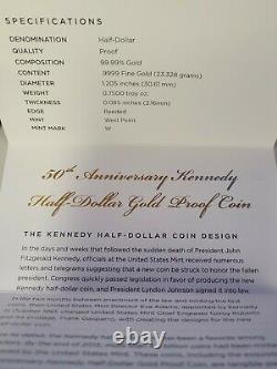 2014 W Gold Half-Dollar Kennedy 50th Anniversary Proof 50C