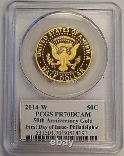 2014-W Kennedy 50th Anniversary HR Proof Gold Half Dollar PCGS PR70 FDOI