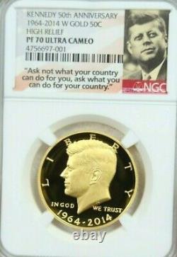 2014 W Kennedy Gold Half Dollar 50c High Relief Ngc Pf 70 Ultra Cameo Perfection