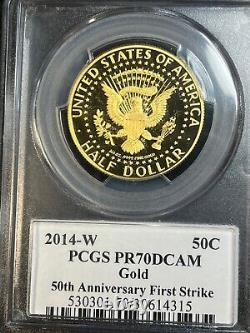 2014-W PR70DCAM Gold Kennedy Half Dollar PCGS Certified Mint Perfect