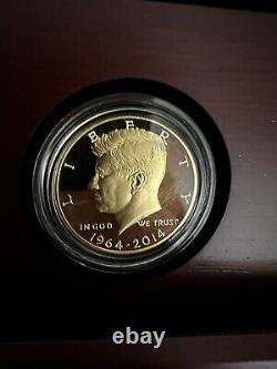 2014-W PROOF Kennedy Gold Half Dollar Coin 50th Anniversary With Box