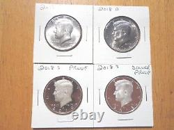 2018 P D S S Silver & Clad Proof Kennedy Half Dollar PDSS 4 Coin Lot Set