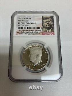 2019 S Kennedy Half Dollar NGC PF70 Ultra Cameo One Silver- One clad 2 Coins