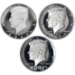 2020-2022 S Kennedy Half Dollar Gem DCam Proof Run 3 Coin Set CN-Clad US Mint
