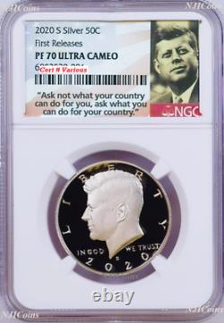 2020 S 999 Fine Silver Kennedy Half Dollar NGC PF70 FR coin Ask Not Label
