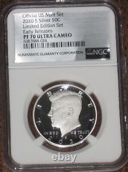 2020 S Proof Silver JFK Kennedy Half Dollar NGC Grade PF70 UCAM Limited Edition