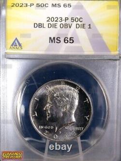 2023 P Kennedy Half Dollar DDO DIE 1 ANACS MS65 NEW DISCOVERY