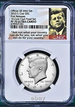 2023 S Proof Kennedy Half Dollar 50c NGC PF70 UC FR 10-Coin-Clad-PF-SET Version