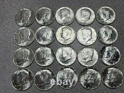 20 BU 1964 Kennedy Half UNC Dollars 1 Roll of Uncirculated Halves -50c Coins