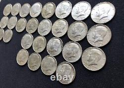 27 Kennedy Half Dollars- 40% Silver- Estate-US Coin Lot-Years 65, 66, 67, 68