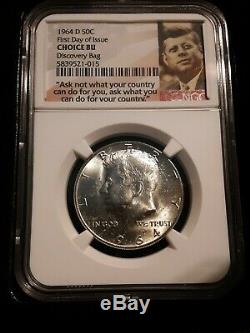 2-1964-d Kennedy Half Dollars 50c From Discovery Mint Bag Ngc Choice Bu Fdoi