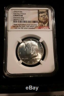 2-1964-d Kennedy Half Dollars 50c From Discovery Mint Bag Ngc Choice Bu Fdoi