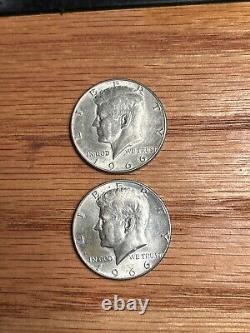 (2) 1966 kennedy Silver half dollar's