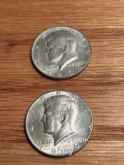 (2) 1966 kennedy Silver half dollar's