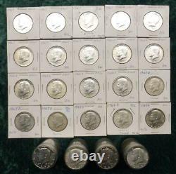 5 Rolls of Kennedy 40% Silver Half Dollars, $50 Face, 14.79 oz ASW, 100 Coins