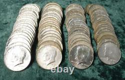 5 Rolls of Kennedy 40% Silver Half Dollars, $50 Face, 14.79 oz ASW, 100 Coins