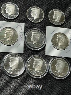 9 Silver Proof Kennedy Half Dollars 92,94,96,00,01,03,04,06,07 #K010