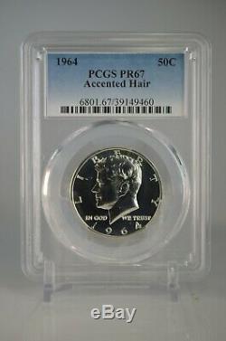 Accented Hair Pr67 1964 Pcgs Graded Kennedy Silver Half Dollar Proof Rare Coin