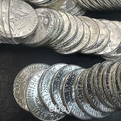 BU UNC 90% Silver 1964 D Kennedy Half Dollar 20-Coin Roll BU MS BLAST WHITE