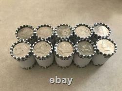 Half dollar unsearched rolls 10 roll lot Kennedy 1/2 dollars FED rolled 100 Face
