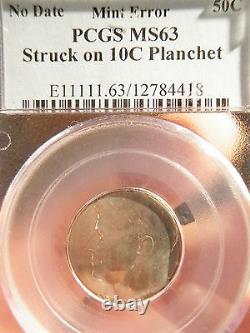 Kennedy Half Dollar Struck On Dime Planchet Pcgs Ms63 Looks Like A Proof